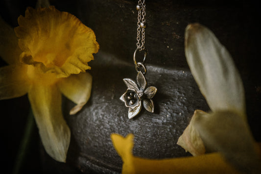 MADE TO ORDER ~ Silver narcissus pendant